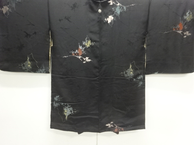 JAPANESE HAORI COAT / URUSHI / WOVEN LEAF / ONE CREST